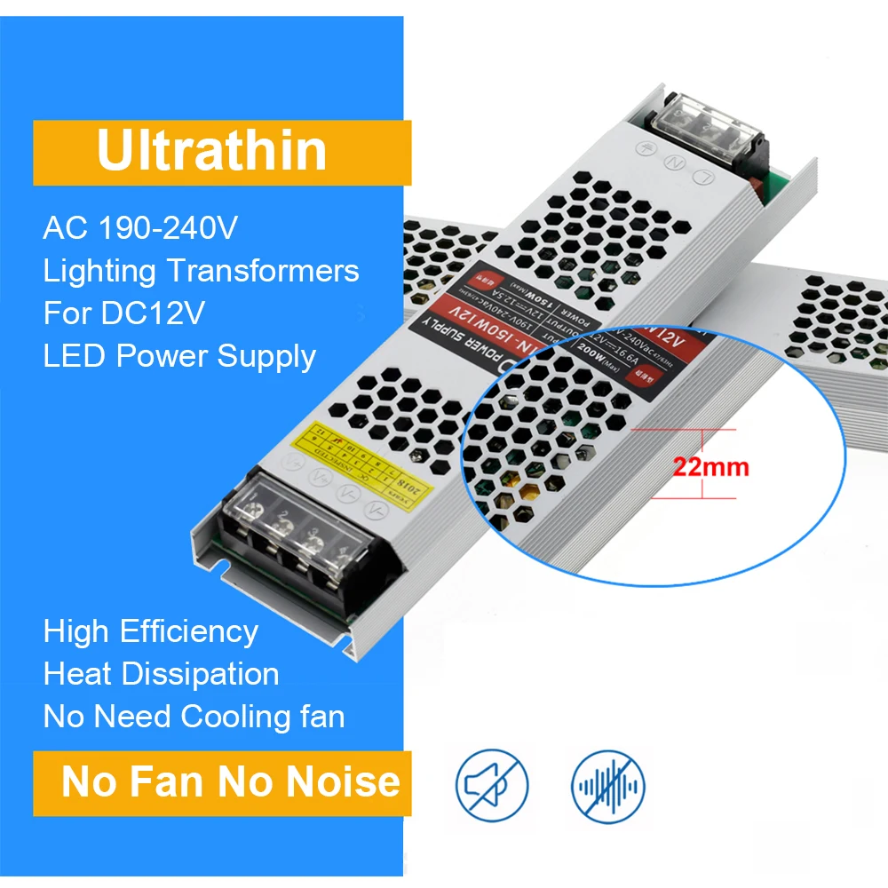 Ultra Dünne LED Netzteil DC 12V 24V Beleuchtung Transformator 60W 100W 150W 200W 300W 400W Led-treiber Netzteil für LED Streifen