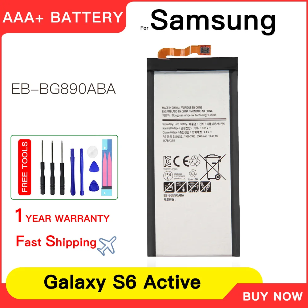 

Genuine EB-BG890ABA Replacement 3500mAh Battery For Samsung Galaxy S6 Active G890A G870A Mobile phone Batteries+Tools