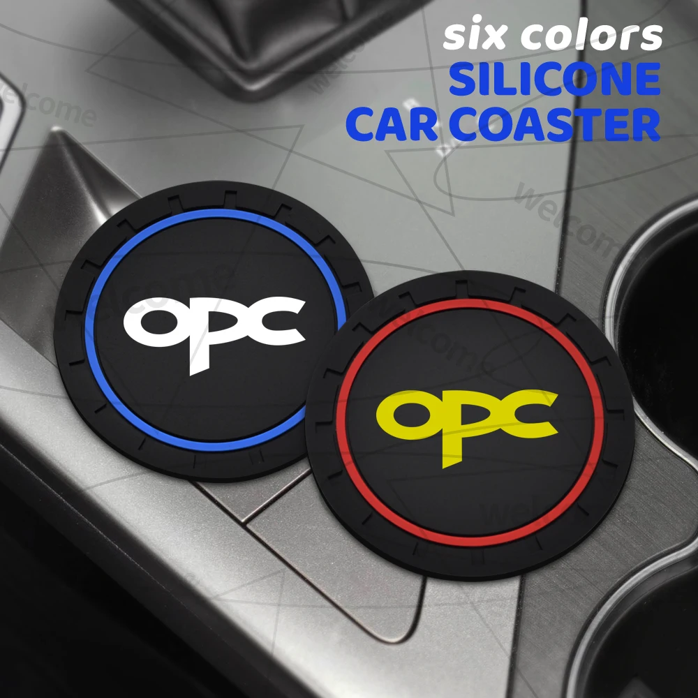 

2pcs PVC For Opel OPC LOGO Mokka Combo Astra Grandland Zafira Car Coaster Water Cup Anti-Slip Silicone Pads Interior Decoration