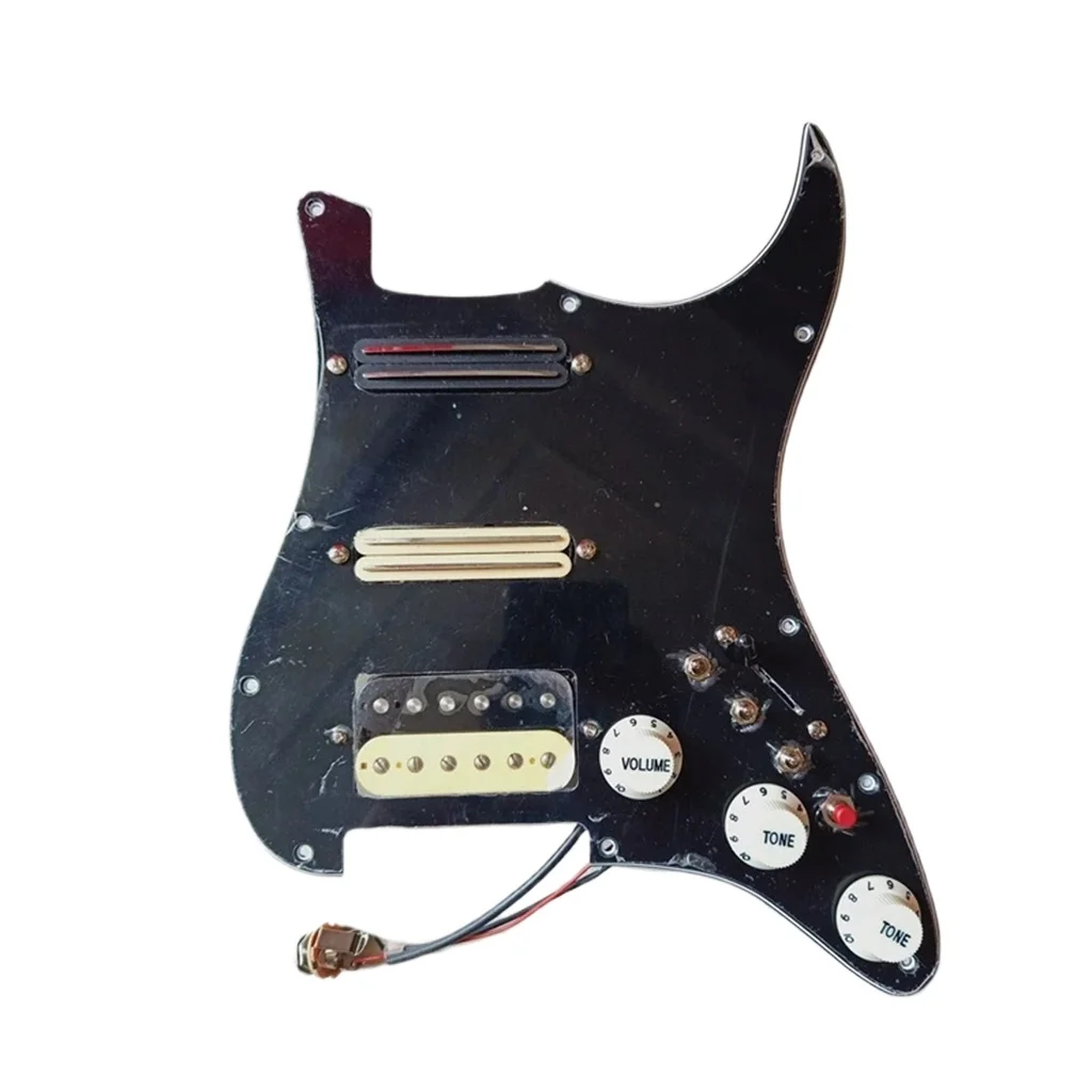 

HSS Upgraded Prewired ST Guitar Pickguard Pickups Set High Output Mini Humbucker Pickups 3 Single Cut 7 Way Switch