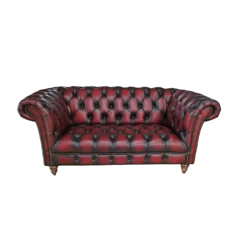Sofa full cowhide leather Chesterfield handmade, living room calligraphy furniture