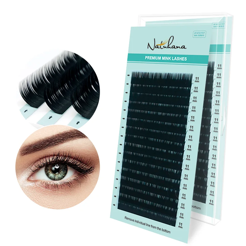 NATUHANA Korea PBT 16 Rows CC DD Curl Eyelash Extension False Individual Lashes Hand Made Faux Mink Eyelashes for Extensions