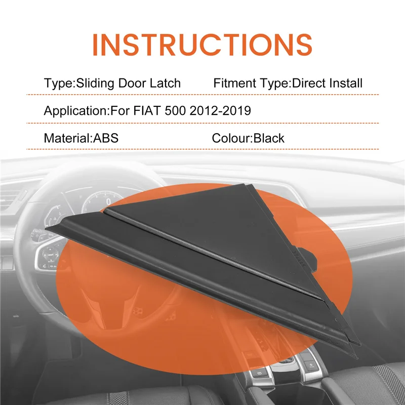 

Car Door Mirror Flag Cover Molding Triangle Cover For FIAT 500 12-19