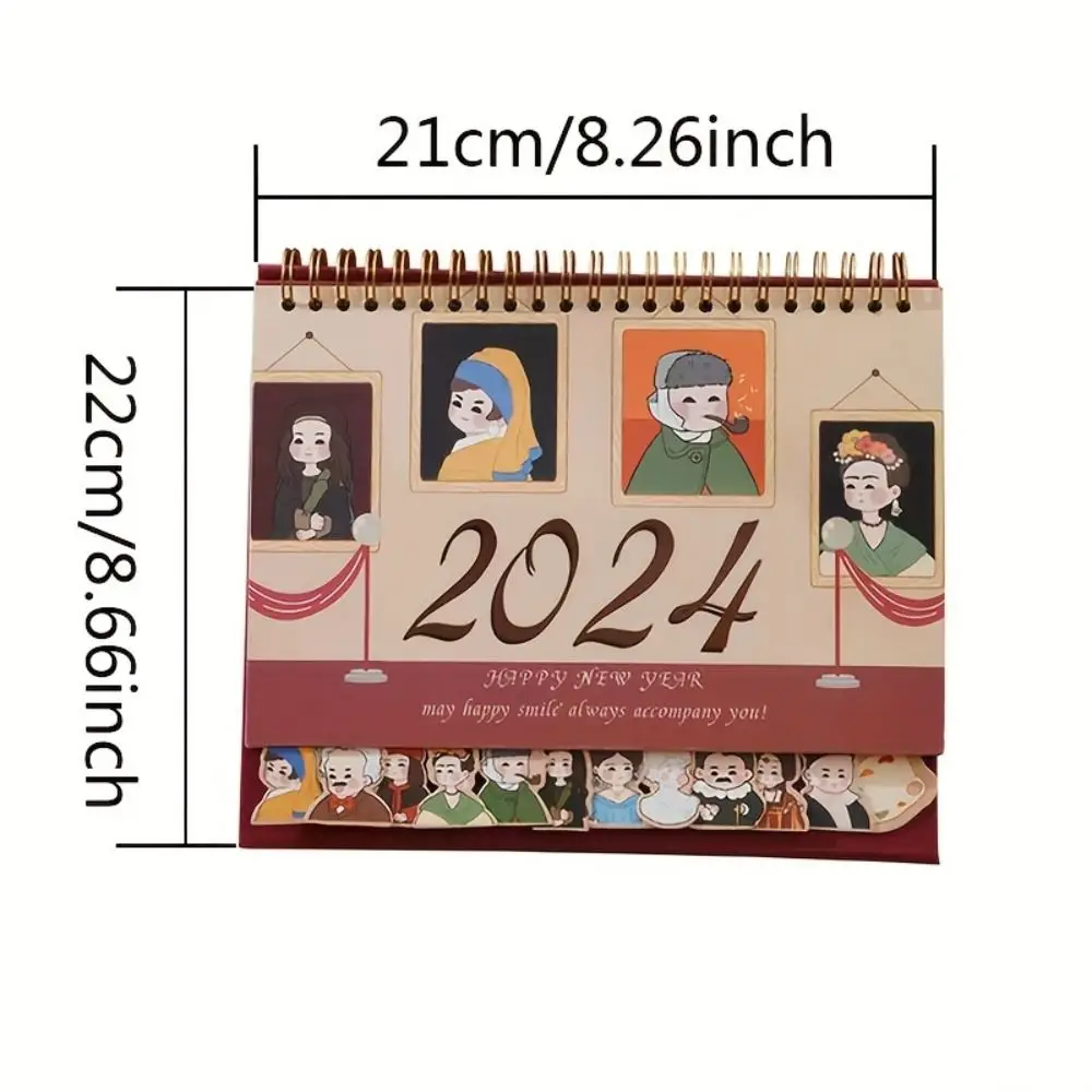 Cartoon Dragon Hall of Fame Calendar Cute Stable Cartoon Desk Calendar Thickened Tripod 2024 Year Desk Calendar New Year