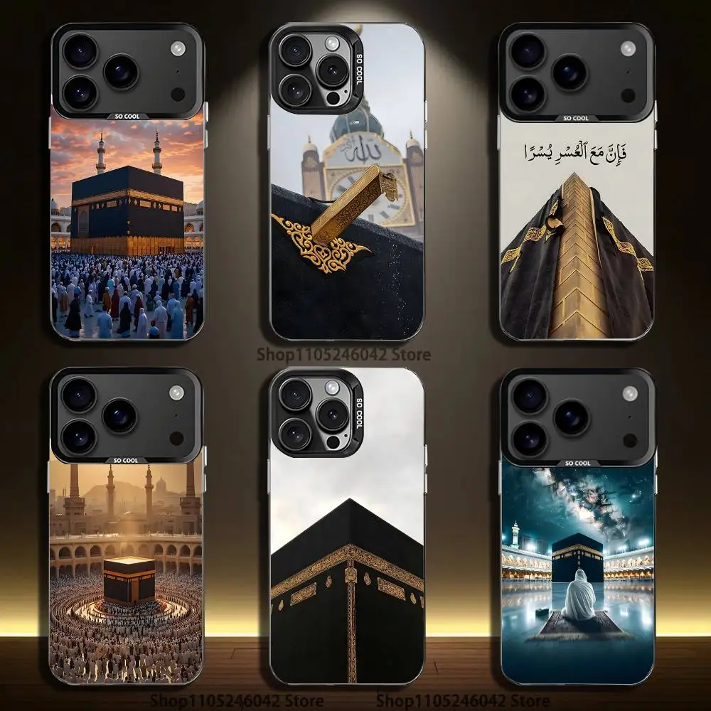 

Moslem and kaaba For iPhone 17,16,15,14,13,12,11,Pro,MAX Black Candy Matte Cover