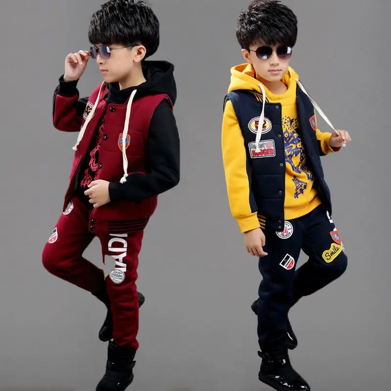 Boys Sweatshirts + Trousers Cotton 2PCS/Set Kids Sport Suits 2023 Elegant Winter Autumn Plus Size Teenagers Children Sets