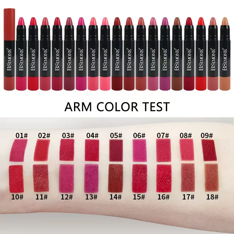 Esplosioni calde BSIMONE smalto per labbra opaco tazza antiaderente penna per rossetto in velluto liscio con gancio a lunga durata impermeabile