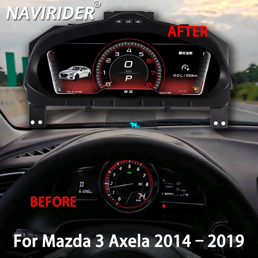 LCD Dashboardr Panel For Mazda 3 Axela 2014–2019 Car Digital Dash Instrument Clock Car Cockpit Display Speedometer Tachometer