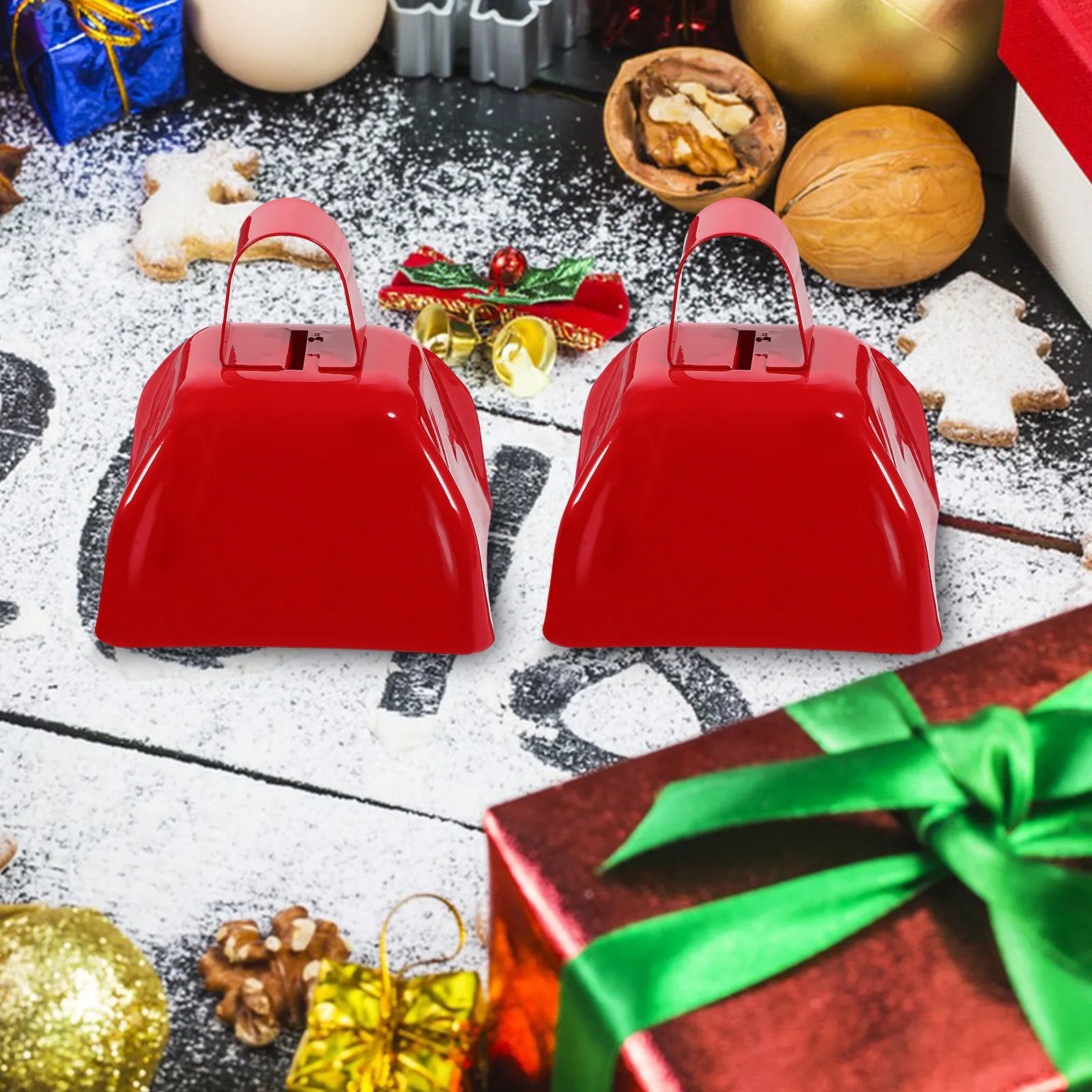 

2Pcs Metal Square Cowbells Loud Cow Bells Noise Makers for Sporting Events Football Game Cheer Cow Bells Football Cowbell