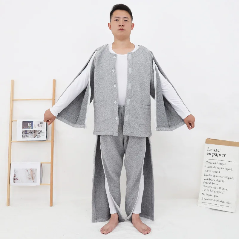 Pajama Sets Easy To Wear and Take Off Pajamas Leg Foot Arm Fracture Postoperative Care Clothing Bed Paralysis Old Man Clothes