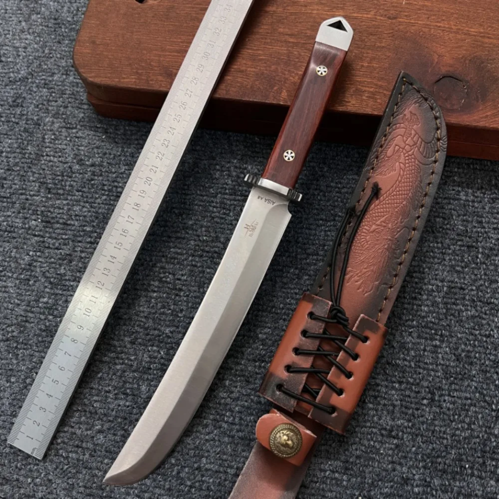 

Tanto Knife Fixed Blade 8 Inch Survival Knives with Wooden Handle Japanese Fixed Blade Knife with Sheath for Camping Outdoor