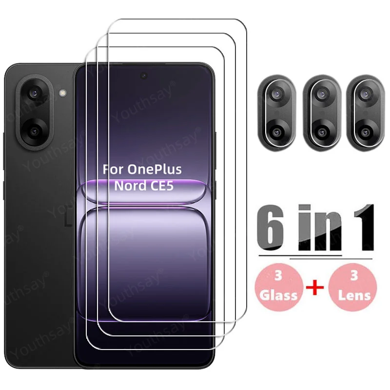 

6in1 For OnePlus Nord CE5 Tempered Glass OnePlus Nord CE5 Screen Protector HD Protective Phone Camera Lens Film OnePlus Nord CE5