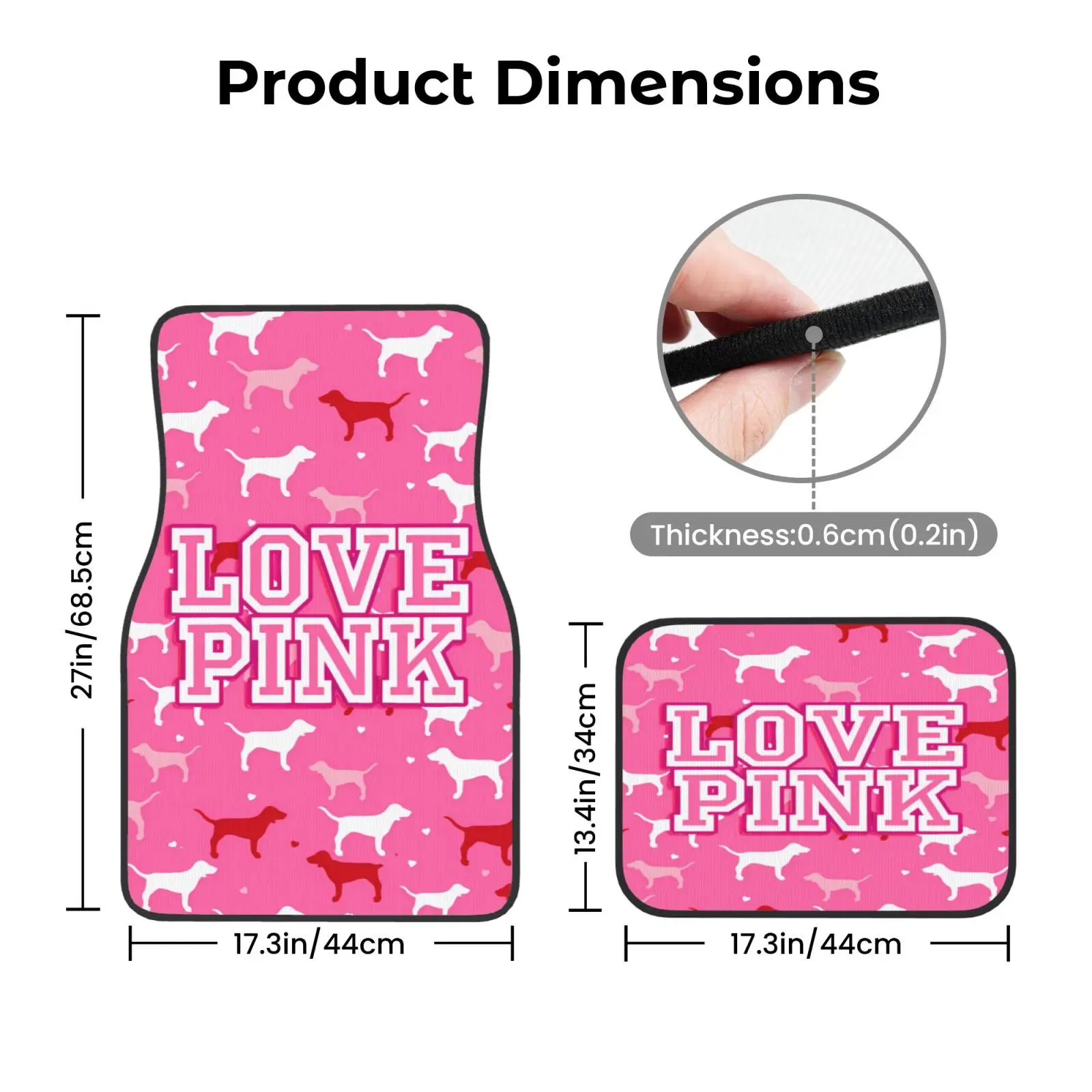 Love Pink Dog Heart Pattern Series Print Car Carpet Four Season Vehicle Carpet Durable Non Slip Full Coverage Mats Easy To Clean view 5