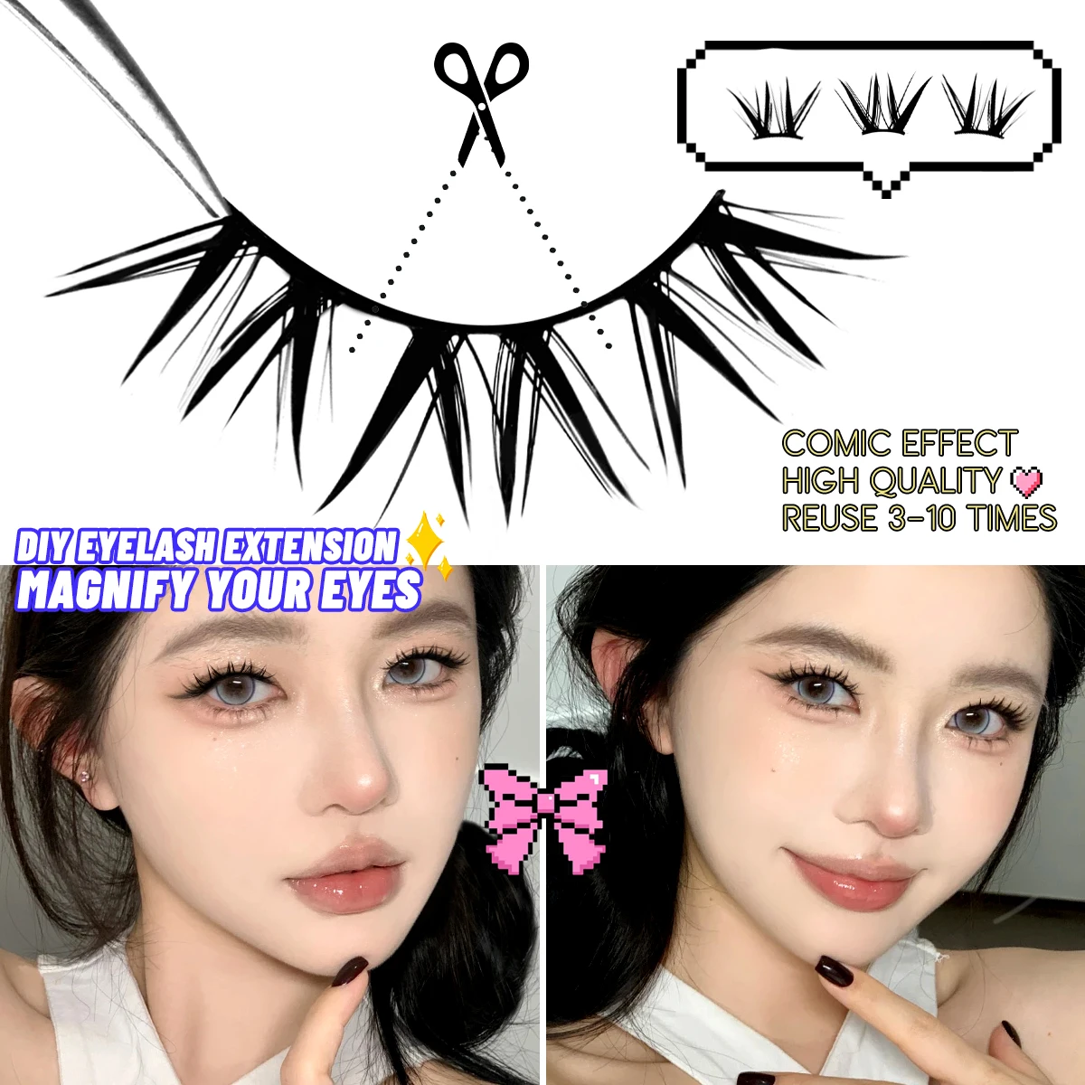 Ciglia soffici e bagnate Ciglia Manga Soffici e morbidi Croce Ciglia finte naturali Lunghe naturali 3D Ciglia finte visone Trucco