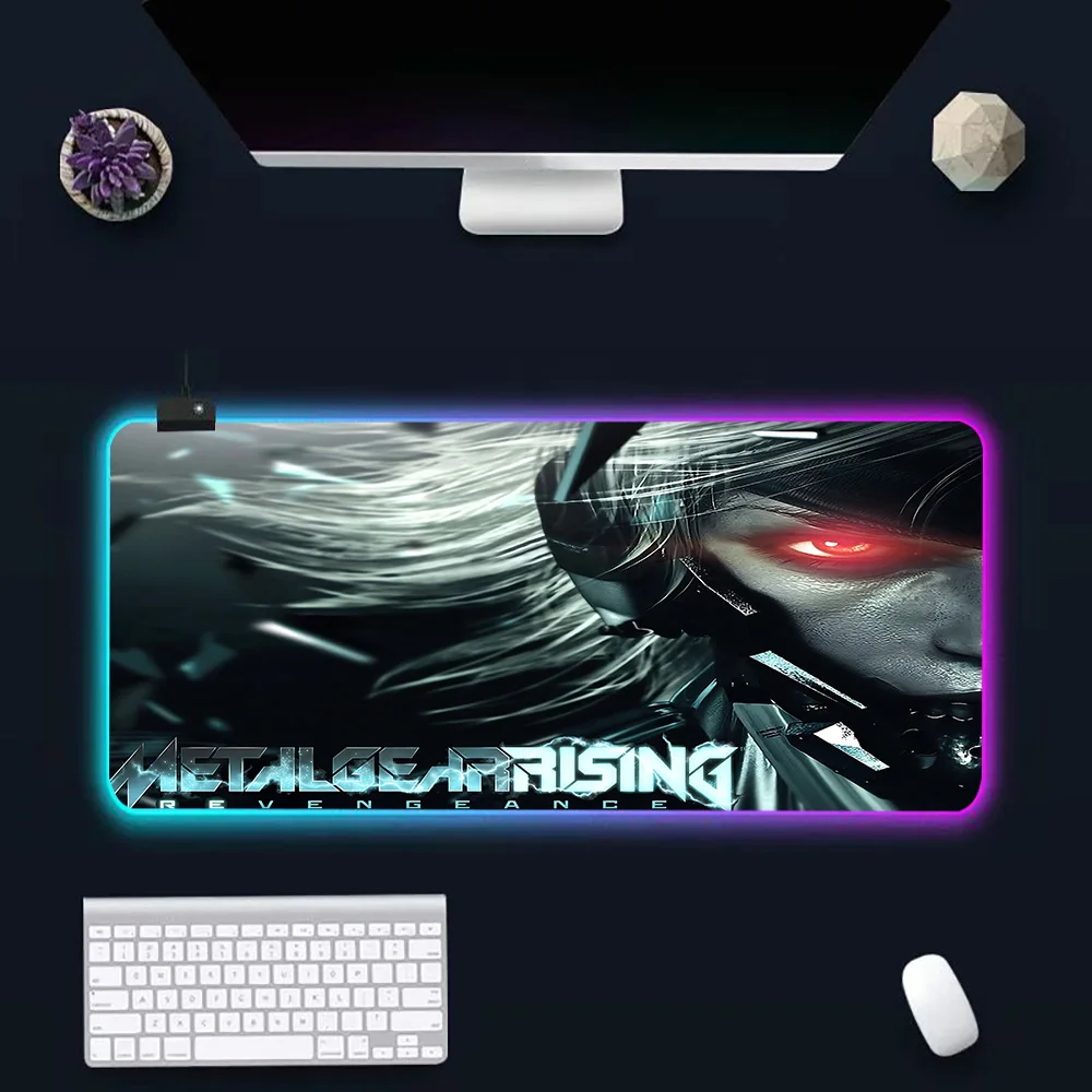 Metal Gear Solid RGB Pc Gamer Tastiera Mouse Pad Mousepad LED Incandescente Tappetini per mouse Gomma Gaming Computer Mausepad
