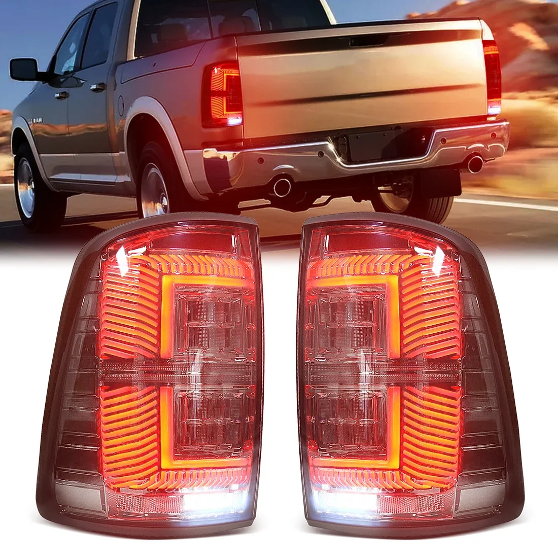 

LED Tail Lamp Assembly For Dodge Ram 1500 2009 2010 2011 2012-2018 Rear Brake Warning Light Turn Signal Lamp Driving Taillights