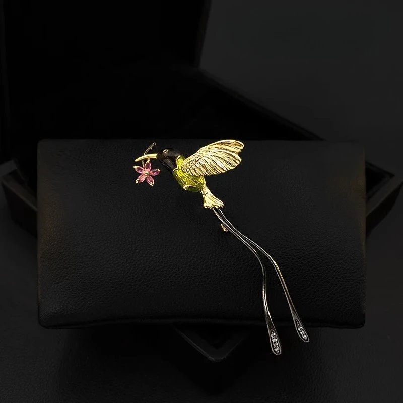 Vintage Luxury Sparkling Magpie Brooch Women's Stylish Unique Elegant Lapel Pin Corsage Formal Suit Premium Accessories 5958