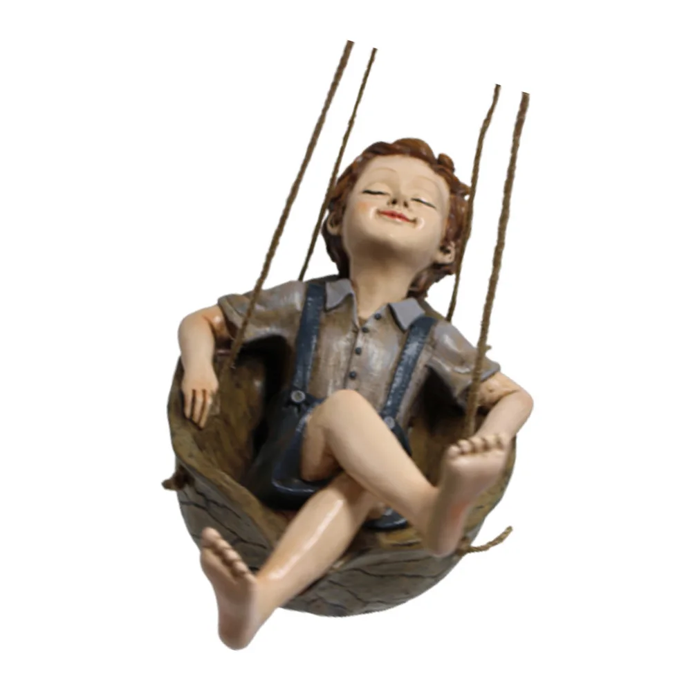 

1Pcs Resin Swing Walnut Boy Pendant Hand-Painted Outdoor Garden Hanging Decor Charming Yard Ornament Resin Swing Boy