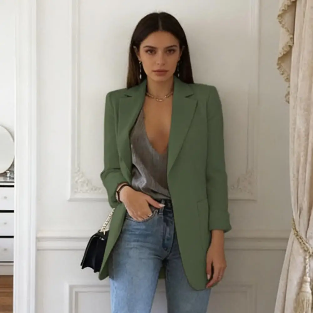 

Блейзер, женская одежда, повседневный кардиган, осенне-зимнее пальто, однотонное большое пальто, куртка с лацканами, модный костюм, пальто, верхняя одежда