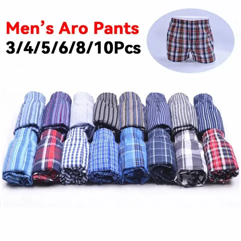 3-10PCS Men's Underwear Boxers Large Size Shorts Cotton Mens Aro Pants Pajama Sleeping Arrow Pants Soft Pure Cotton Boxer Shorts