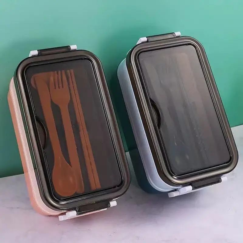 

Lunch Box Food Storage Box 3 Layers Grids Student Office Worker Microwave Bento Box Outdoor Picnic Container with Fork Spoon