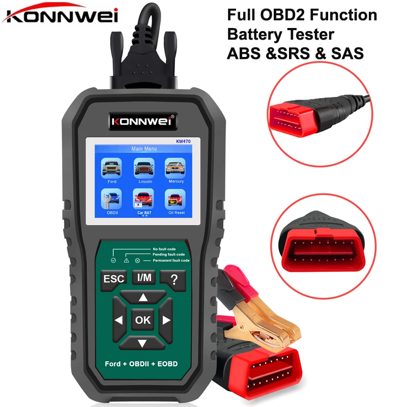 OBD2 Scanner Car Diagnostic Scanner Tool KW470 Code Reader With Battery Tester Replacement for ABS SRS Oil/SAS Scan Tools