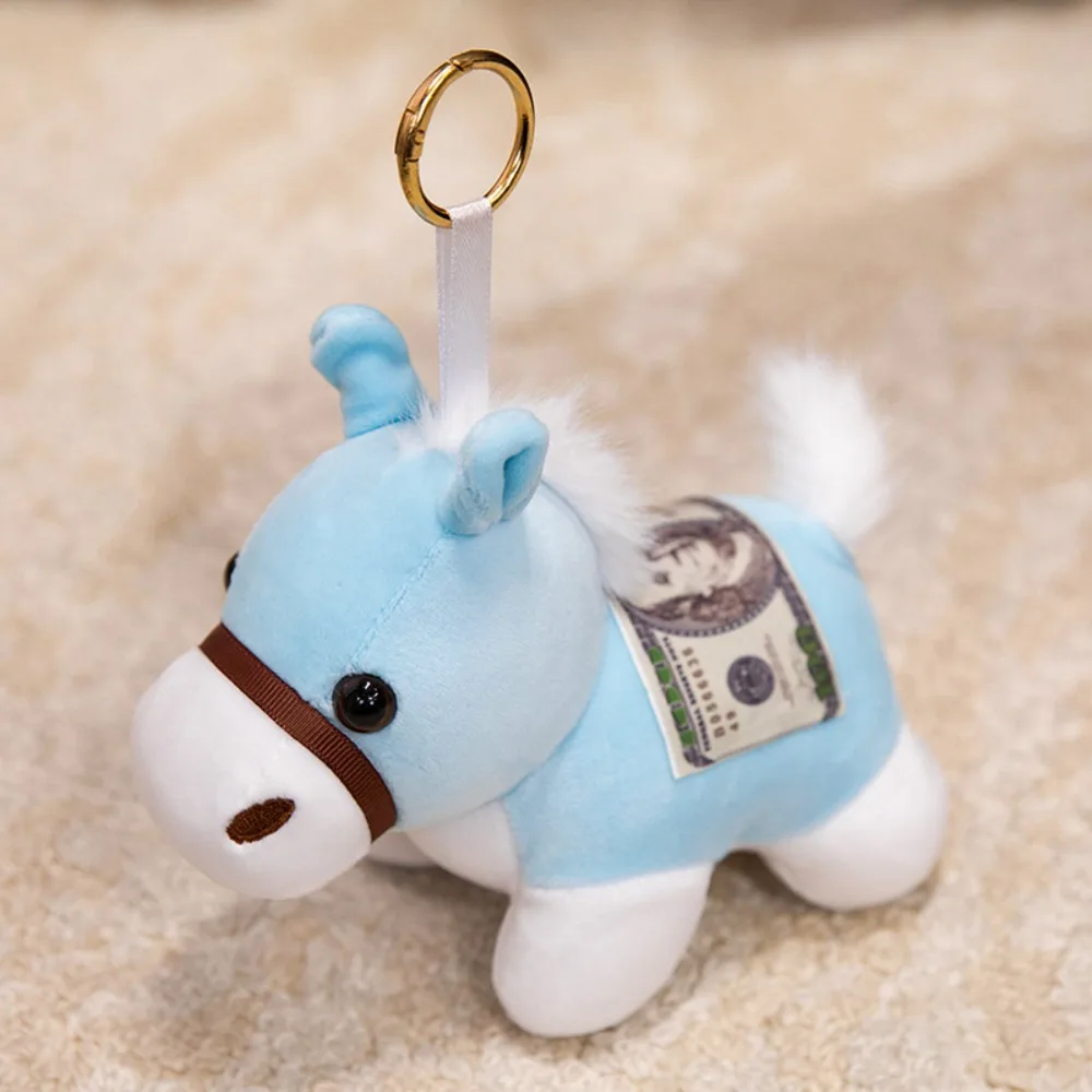 LLavero de caballo de dibujos animados de buena suerte, copia de bolsa de dinero, llavero colgante de Animal relleno, dijes, decoración de Festival de mascota de caballo de Año Nuevo