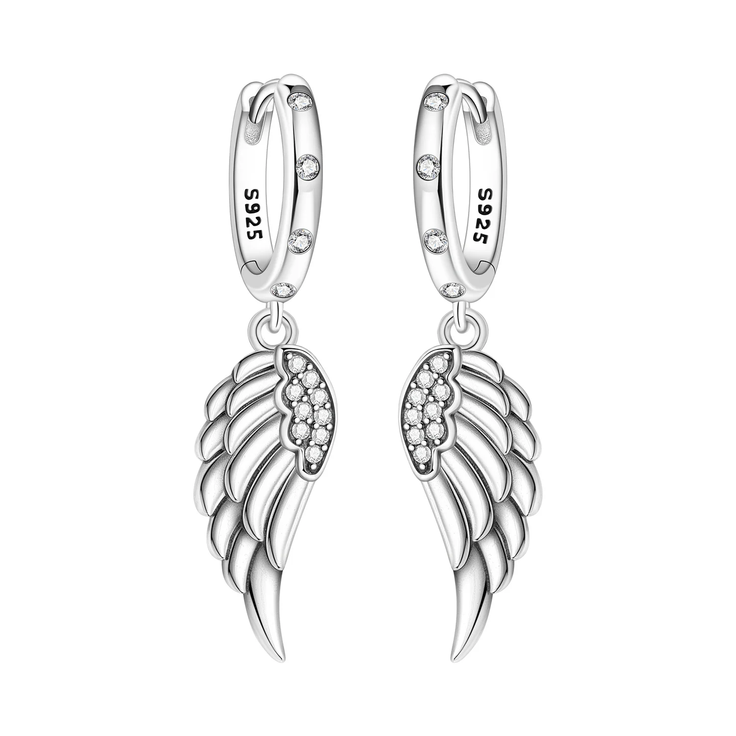 Orstarry S925 Sterling Silber Ohrringe, exquisites Glückssymbol, glänzende Flügel-Ohrringe für Frauen, Geburtstagsgeschenk, Silberschmuck