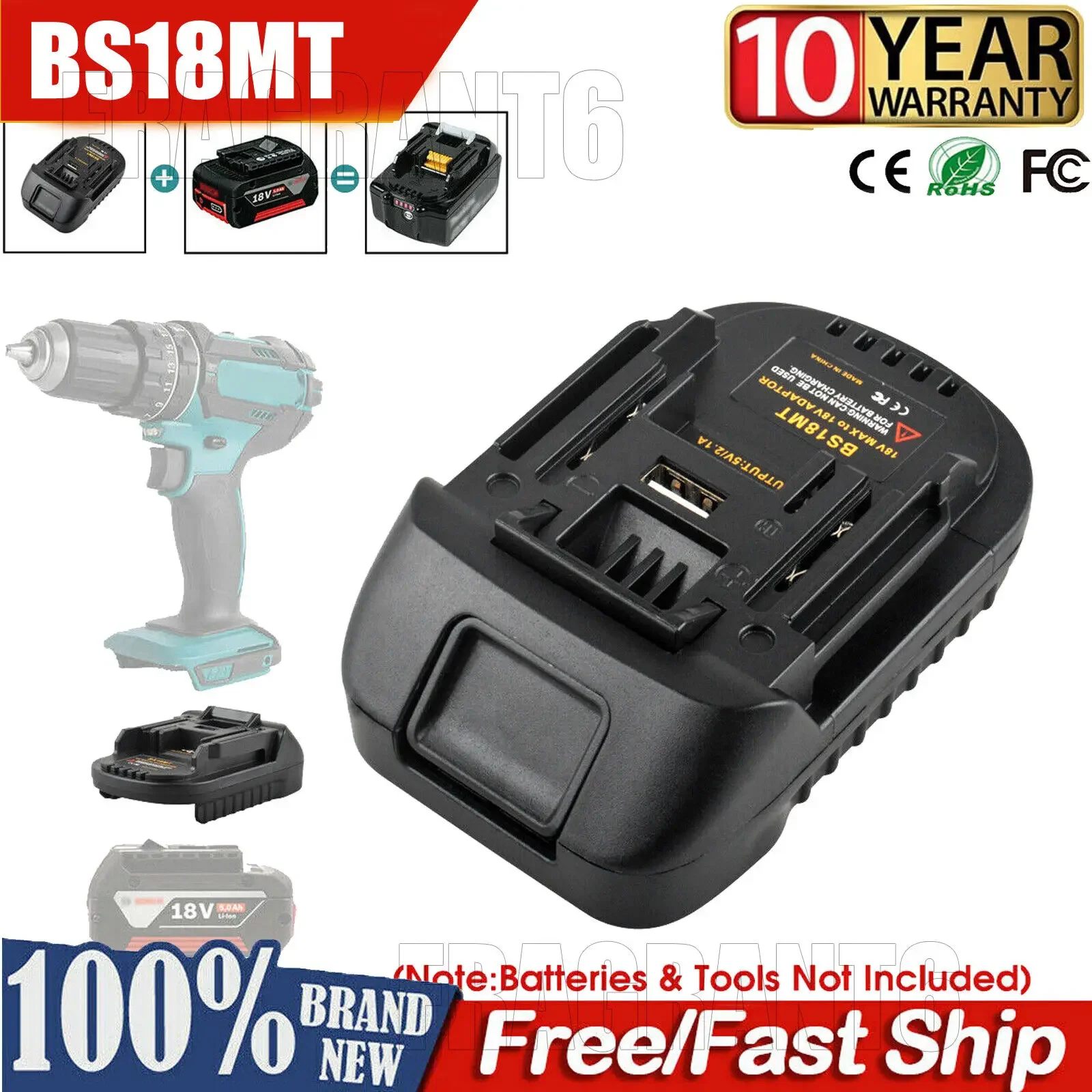 Adaptador de Bateria para Bosch 18v para Makita 18v Bs18mt Conversor com Usb para Makita 18v Ferramentas Elétricas Bat618 Bat609g