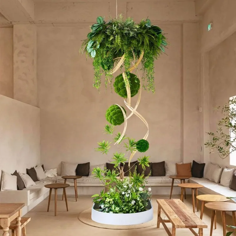 Simulated green plant landscaping, moss ball bionic plant ceiling decoration, ugly hanging pendant indoor landscape