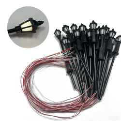 20pcs Model Street Lamp White Warm Light Model for Sand-table Exercise 3V Model Street Lamp Modern Lanterns