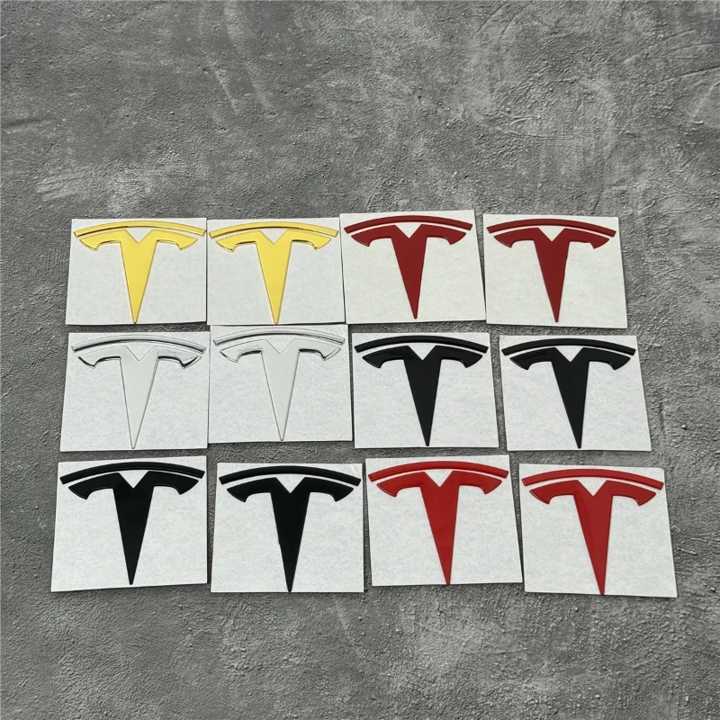 Tesla Car Front Emblem Rear Trunk Emblem Sticke for Model 3 Mode Y metal logo replacement rear and rear logos blackening 