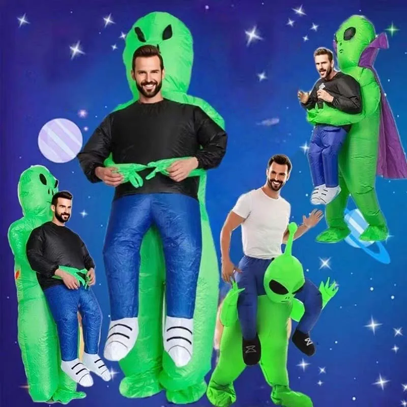 

ET Alien Inflatable Costume Adult Horror Monster Holding Person Cosplay Space Invader Alien UFO Halloween Party Funny Costume