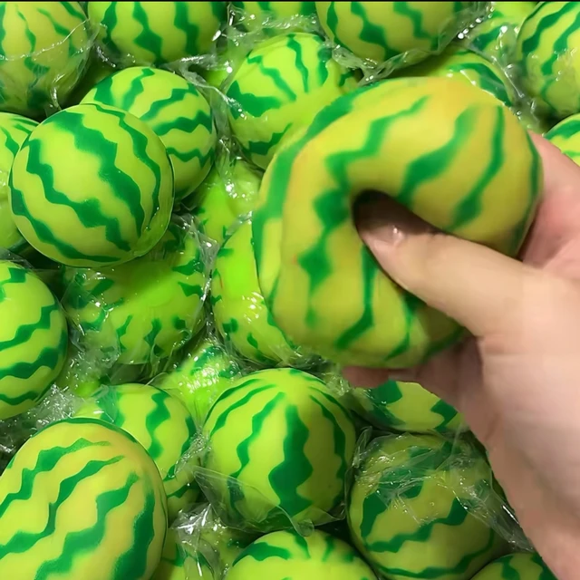 Crunchy Watermelon Squishy Stress Ball Fidget Toy Squeeze Toy Round Blocks Filled ASMR Anti Stress Release Hand Relax Gift Toy 4
