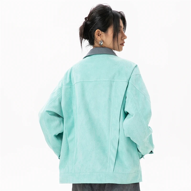 Jackets for Women 2024 Fall New in Outerwears Light Green Fashion Women\'s Bomber Jacket Lapel Embroidery Female Outdoor Clothes