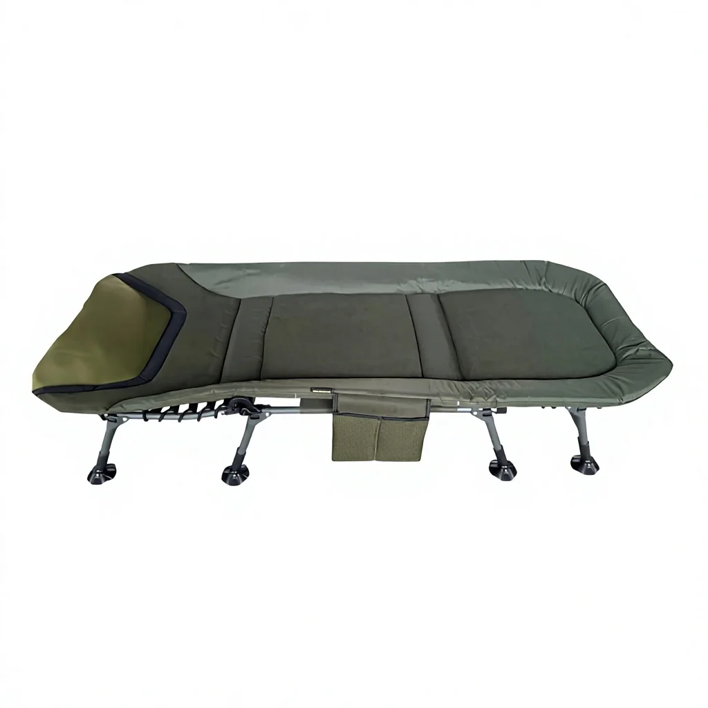Adjustable Folding Camping Cot Portable Outdoor Bed Padded Sleeping Mat Metal Frame for Fishing and Camping