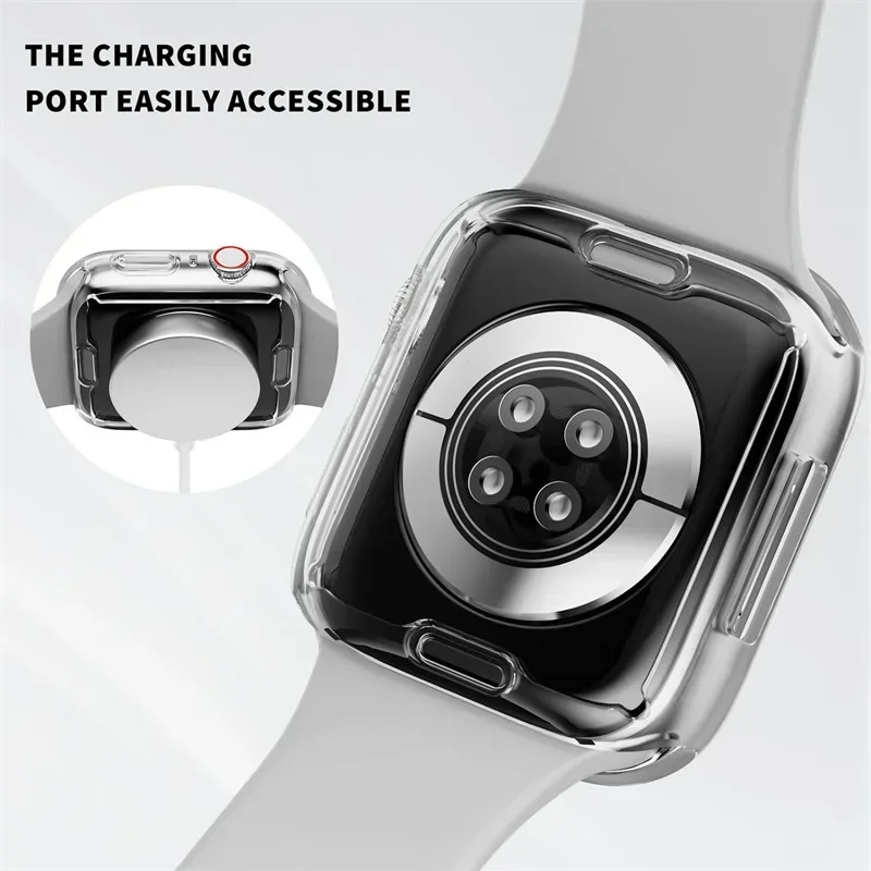 Coque transparente pour Apple Watch, 45mm, 41mm, 44mm, 40mm, Protecteur d'écran, Couverture complète, TPU Bumper, iWatch Series 9, 8, 7, SE, 6, 5, 4, 3, Accessoires