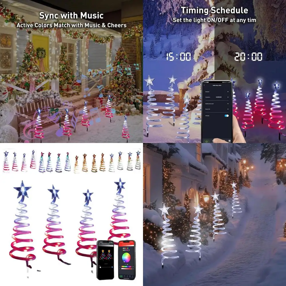 

Multicolor Smart Spiral Christmas Path Lights with App & Remote, Waterproof Outdoor LED Decorations for Yard Walkway