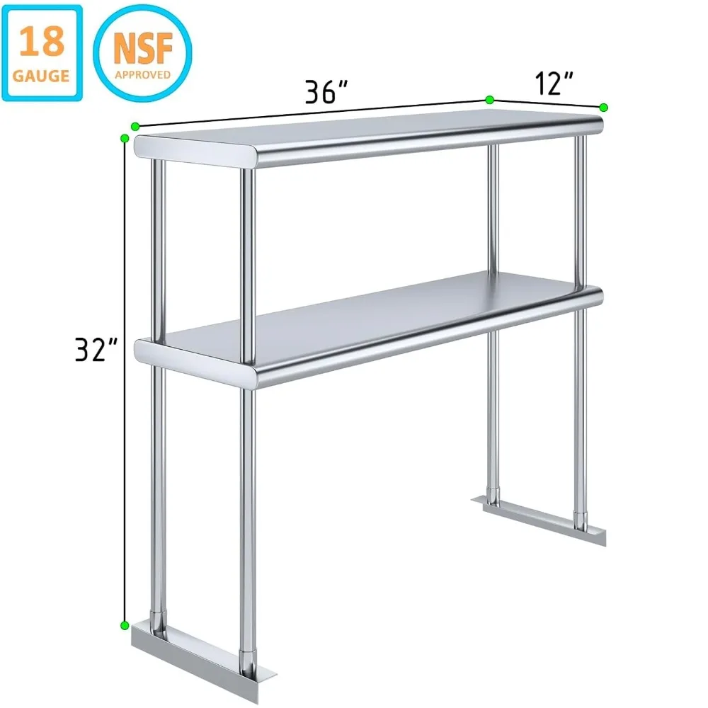 رف مزدوج 12 × 36 - ستانلس ستيل لطاولة العمل #3