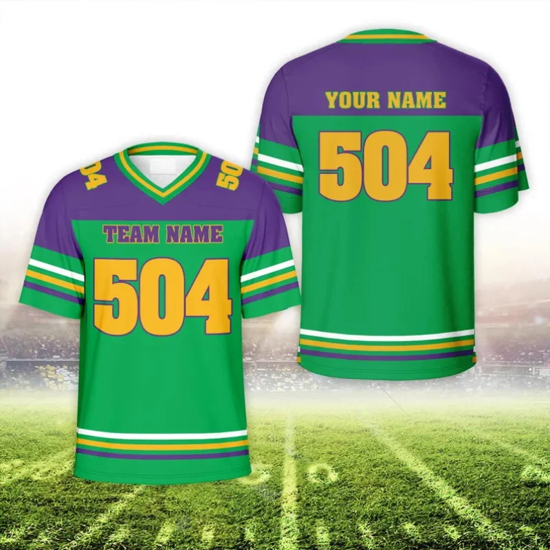 Custom TEAM NAME Mardi Gras Football Jersey Personalized Carnival Parade Team Uniform Fat Tuesday Jersey Shirt
