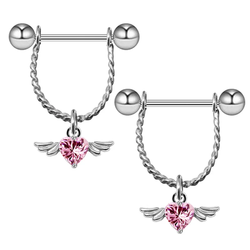 2Pcs New Zircon Heart Nipple Rings Cover Piercing Body Jewelry Spider Nipple Bar Ring Barbell Nipple Pircing Sexy Women