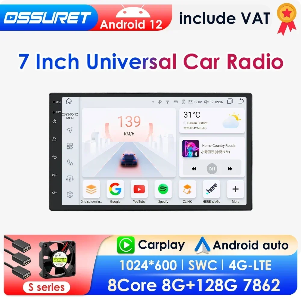 AI Carplay 7 INCH Android 12 Car Radio Stereo Multimedia Player For Nissan Hyundai Kia Toyota 2 DIN Universal GPS Navi RDS USB