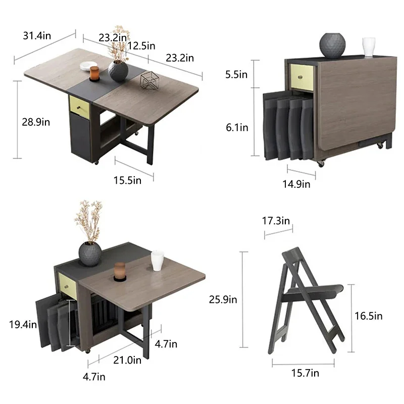 Oszczędność miejsca Składany stół do jadalni ze schowkiem Szuflady do przechowywania w restauracji Ruchome stoły kuchenne Wysuwane Mesa Plegable