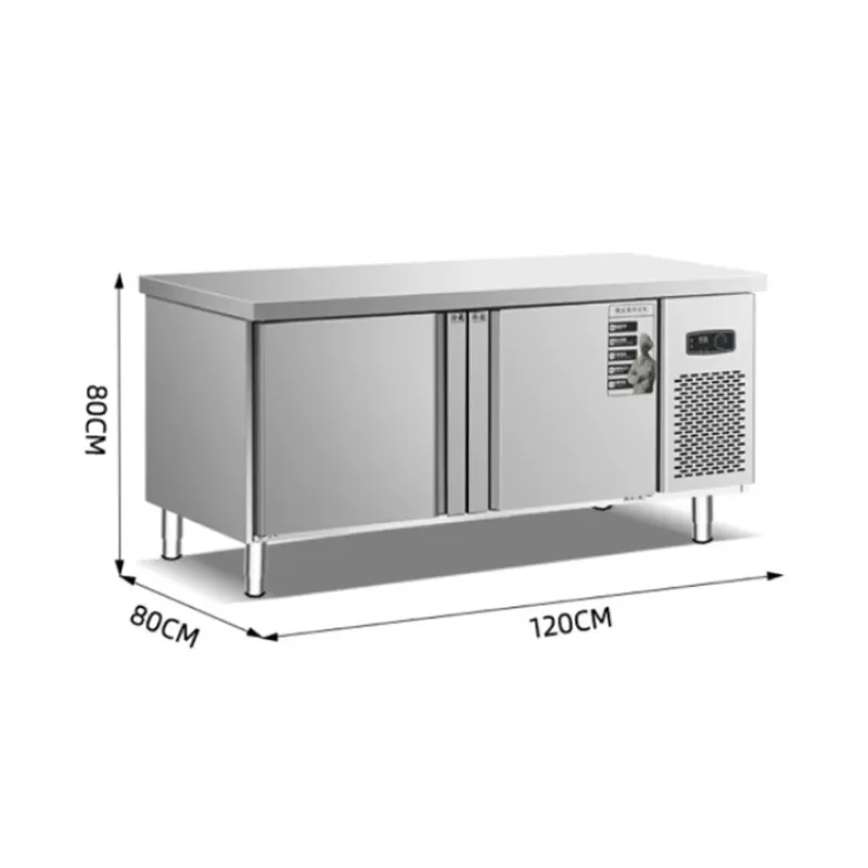 Customizable Commercial Refrigerated Workbench 1200 Length Thickened Stainless Steel Double-Temperature Glass Operating Table