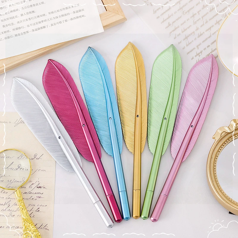 

24 Pcs Creative Feather Neutral Pens Set Student Kawaii Office School Stationery Writing Supplies Back To School