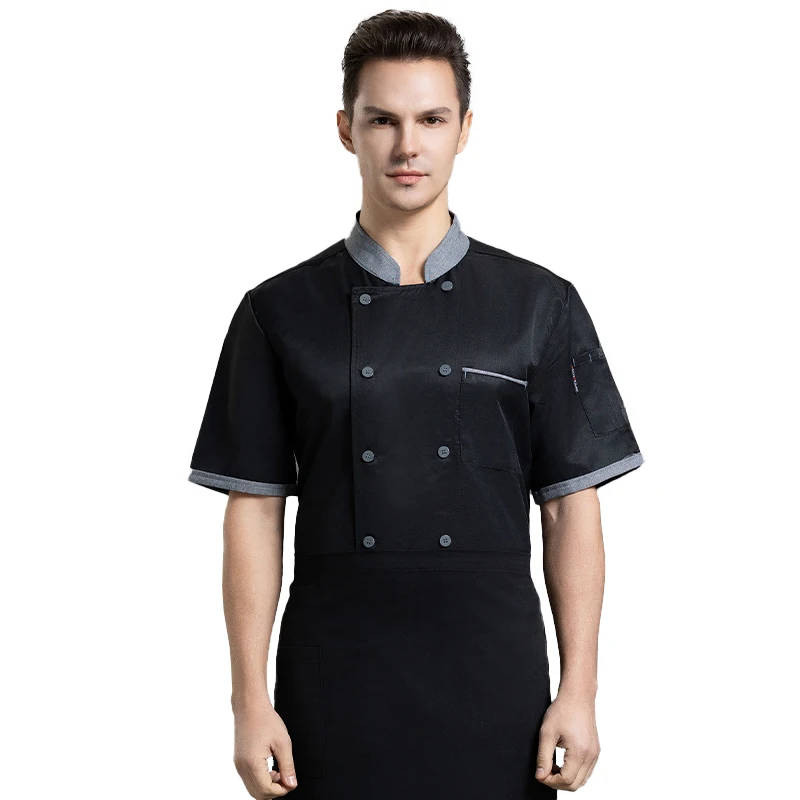 Chaqueta de Chef de manga corta para hombre y mujer, camisa de cocinero, uniforme de camarero de restaurante, ropa de trabajo de Catering, ropa de cocina de Hotel