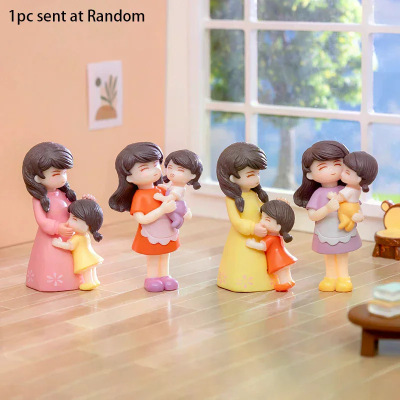 1pc Miniatures Figurines Miniatures Figurines Mother's Mother Day and Daughter Figure Doll Micro Landscape Diy Home Desktop