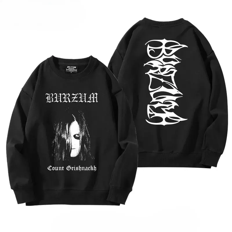 Heavy Mental Band Burzum Sweatshirts Mens Long Sleeve Pullovers Tops Music Graphic Harajuku Streetwear Hip Hop Loosse Clothes