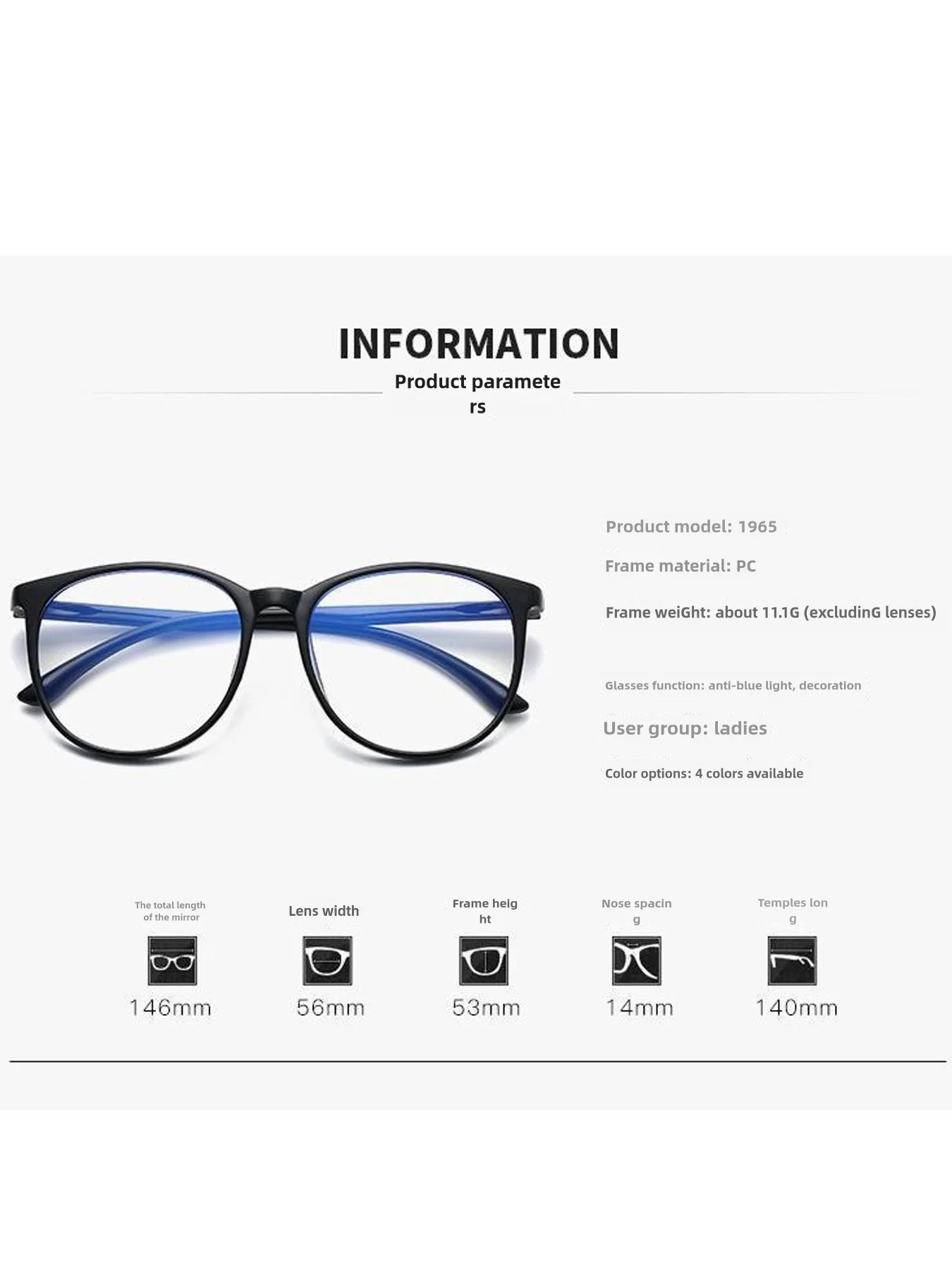 1 x einfache Anti-Blaulicht-Brille für Damen, ultraleicht, mehrfarbig, Geschenk – Detail 9
