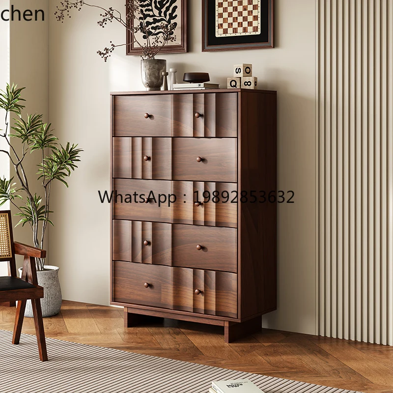

solid wood retro storage side cabinet living room bedroom bedside storage drawer storage cabinet